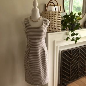 Banana Republic Tan & White Stripe Scoop Neck Sheath Dress - Size 2